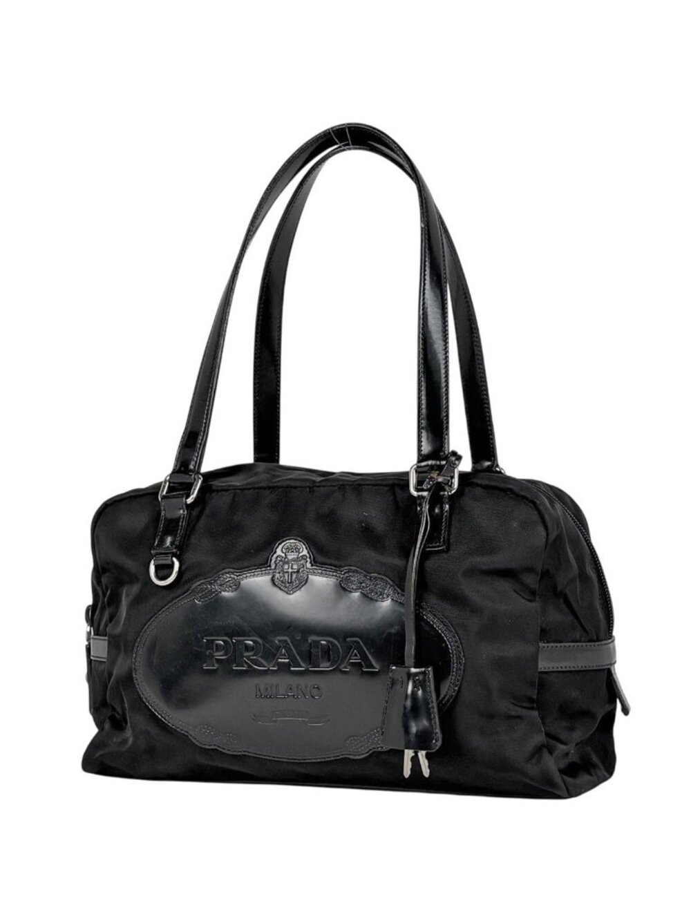 Prada Logo Handbag Nylon Nero